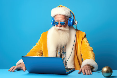 Santa Claus DJ in Christmas partyの素材