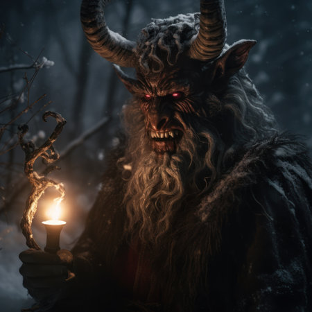 Krampus, Christmas devil folklore characterの素材