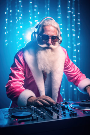 Santa Claus DJ in Christmas partyの素材
