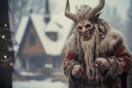Krampus, Christmas devil folklore characterの素材