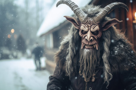 Krampus, Christmas devil folklore characterの素材