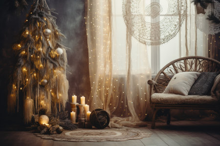 Christmas design interior in boho styleの素材