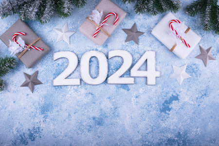 New Year composition with 2024 number