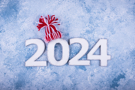 New Year composition with 2024 numberの写真素材