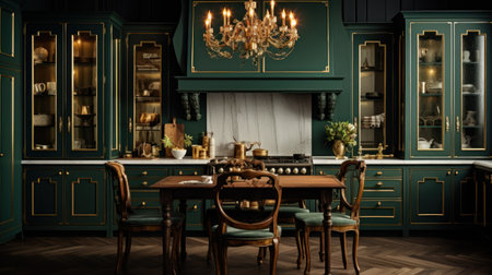 Dark luxury vintage style kitchen interiorの素材