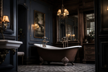 Luxury vintage elegant dark bathroomの素材