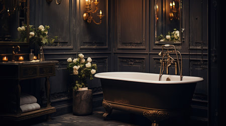 Luxury vintage elegant dark bathroomの素材