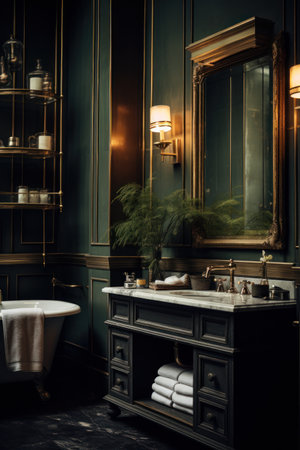 Luxury vintage elegant dark bathroomの素材