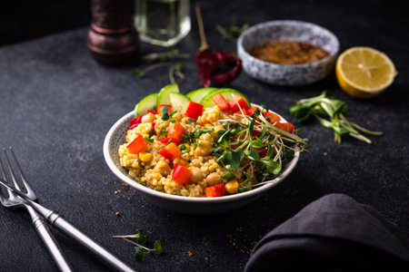 Bulgur with chickpeas and vegetablesの写真素材