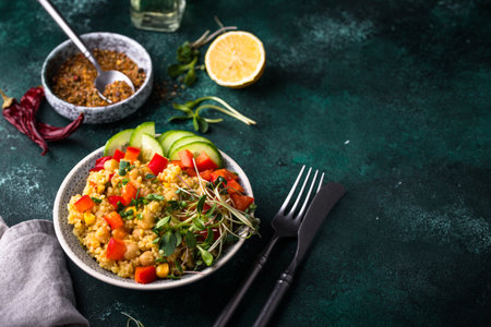 Bulgur with chickpeas and vegetablesの写真素材