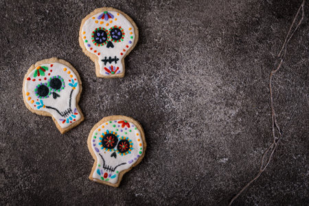 Mexican Halloween Dia de los Muertos cookiesの写真素材