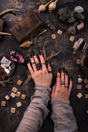 Esoteric magical background with runes.の写真素材