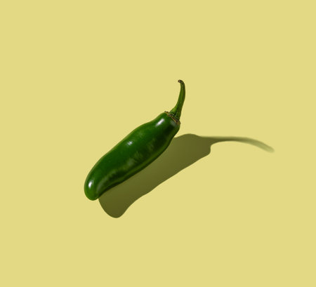 Hot chili pepper with hard shadow, isolatedの写真素材