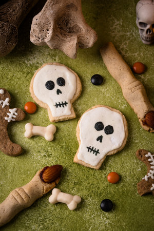 Halloween scary gingerbread cookies for partyの写真素材