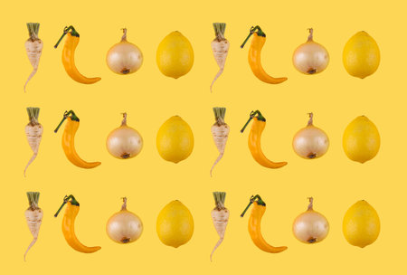Vibrant yellow fruit and vegetable assortment