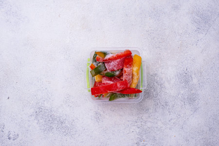 Frozen sliced colorful bell peppers