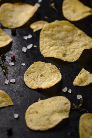 Crispy salty homemade potato chips