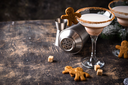 Christmas winter creamy cocktail eggnogの写真素材