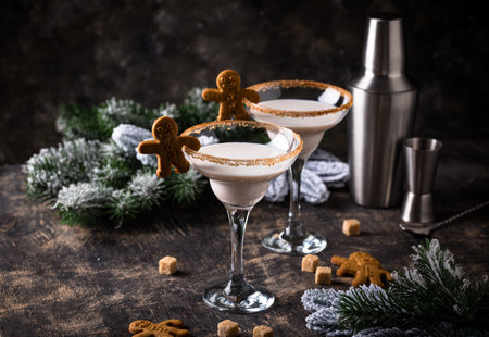 Christmas winter creamy cocktail eggnogの写真素材