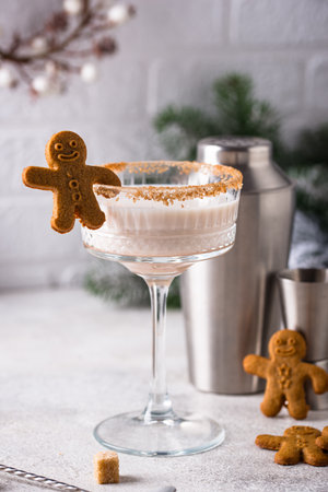 Christmas winter creamy cocktail eggnogの写真素材