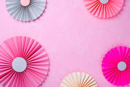 Pink paper fans fot birthday party