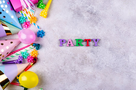 Birthday party celebration concept with paper hatの写真素材