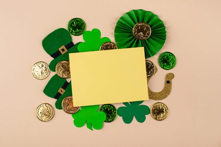 St. Patricks Day background with shamrockの写真素材