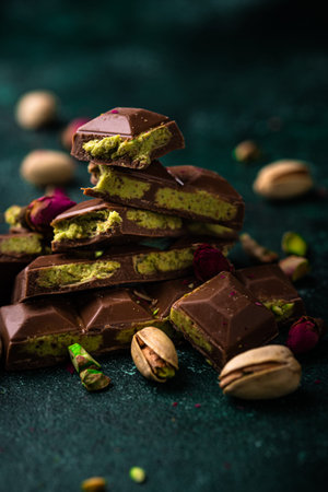 chocolate with kadayif pistachio filling