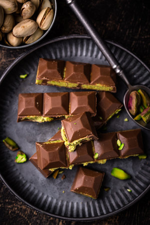 chocolate with kadayif pistachio filling