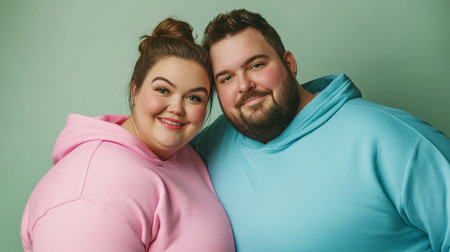 Body-Positive people hugging and smiling for the camera.の素材