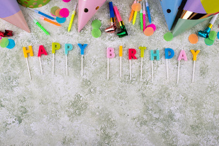 Happy birthday party celebrating backgroundの写真素材