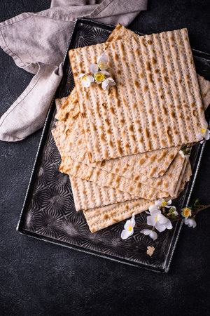 Traditional Jewish bread matzo for Passover