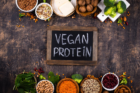 Asortment of plant based vegan protein productsの写真素材