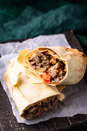 Doner kebab or shawarma with meatの写真素材