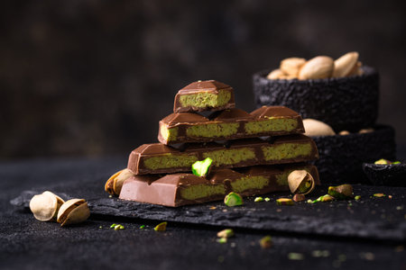 chocolate with kadayif pistachio filling