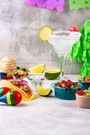 Cinco de Mayo concept with traditional Mexican foodの写真素材