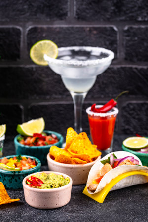 Cinco de Mayo concept with traditional Mexican foodの写真素材