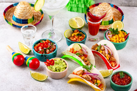 Cinco de Mayo concept with traditional Mexican foodの写真素材