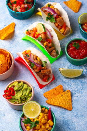 Cinco de Mayo concept with traditional Mexican foodの写真素材