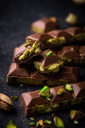 chocolate with kadayif pistachio filling