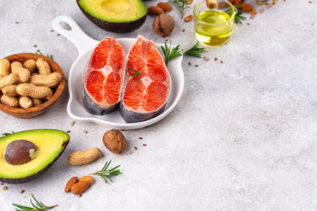 Healthy fat concept. Product with omega 3.の写真素材
