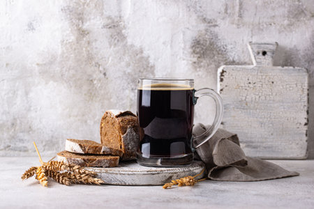 Glass of fresh bread kvass drinkの写真素材