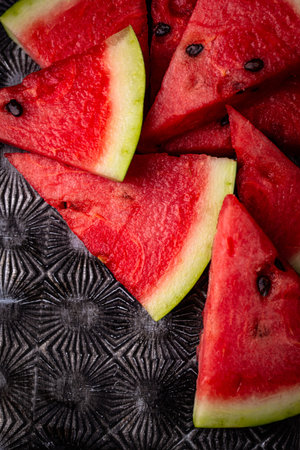 Fresh juicy sliced watermelon close up
