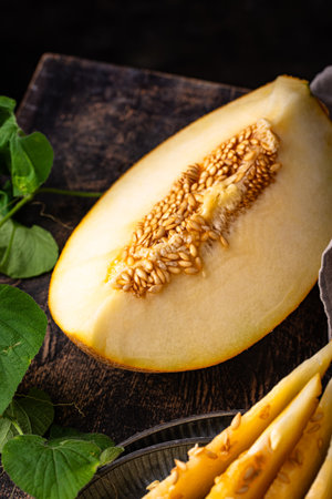 Fresh sweet ripe juicy sliced melonの写真素材