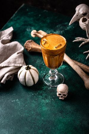 Halloween drink coffee latte with iceの写真素材