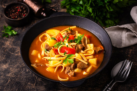 Lagman with beef and vegetablesの写真素材