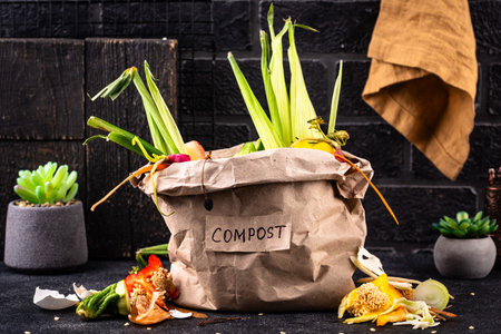 Vegetable waste for making compost. Zero waste concept