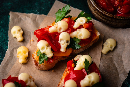 Halloween sandwich with skull from cheese