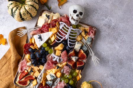 Assortment of cheese and meat appetizersの写真素材