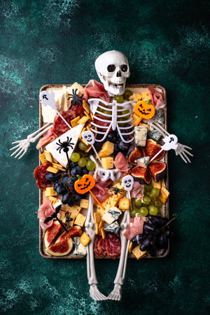 Assortment of cheese and meat appetizersの写真素材